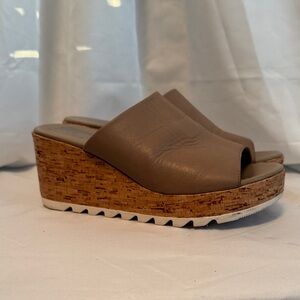 Sorel Brown Cork Wedge Sandals